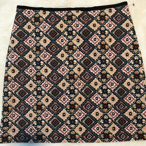 Loft Cotton Skirt Lined Back Zipper Straight Pattern SZ 8 L 19" Cute